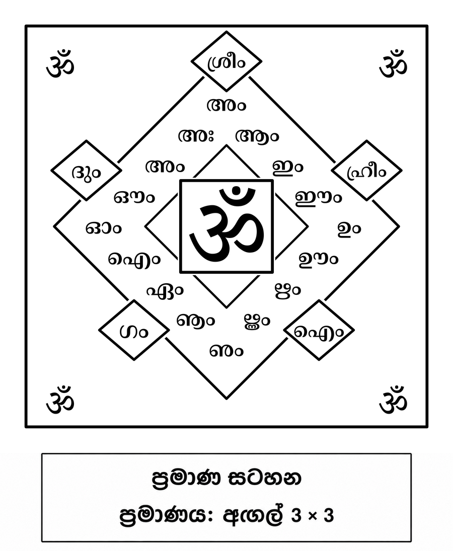 අඟල් 3 × 3 ඕම් ප්රණව යන්ත්ර මුද්රණ රූපය